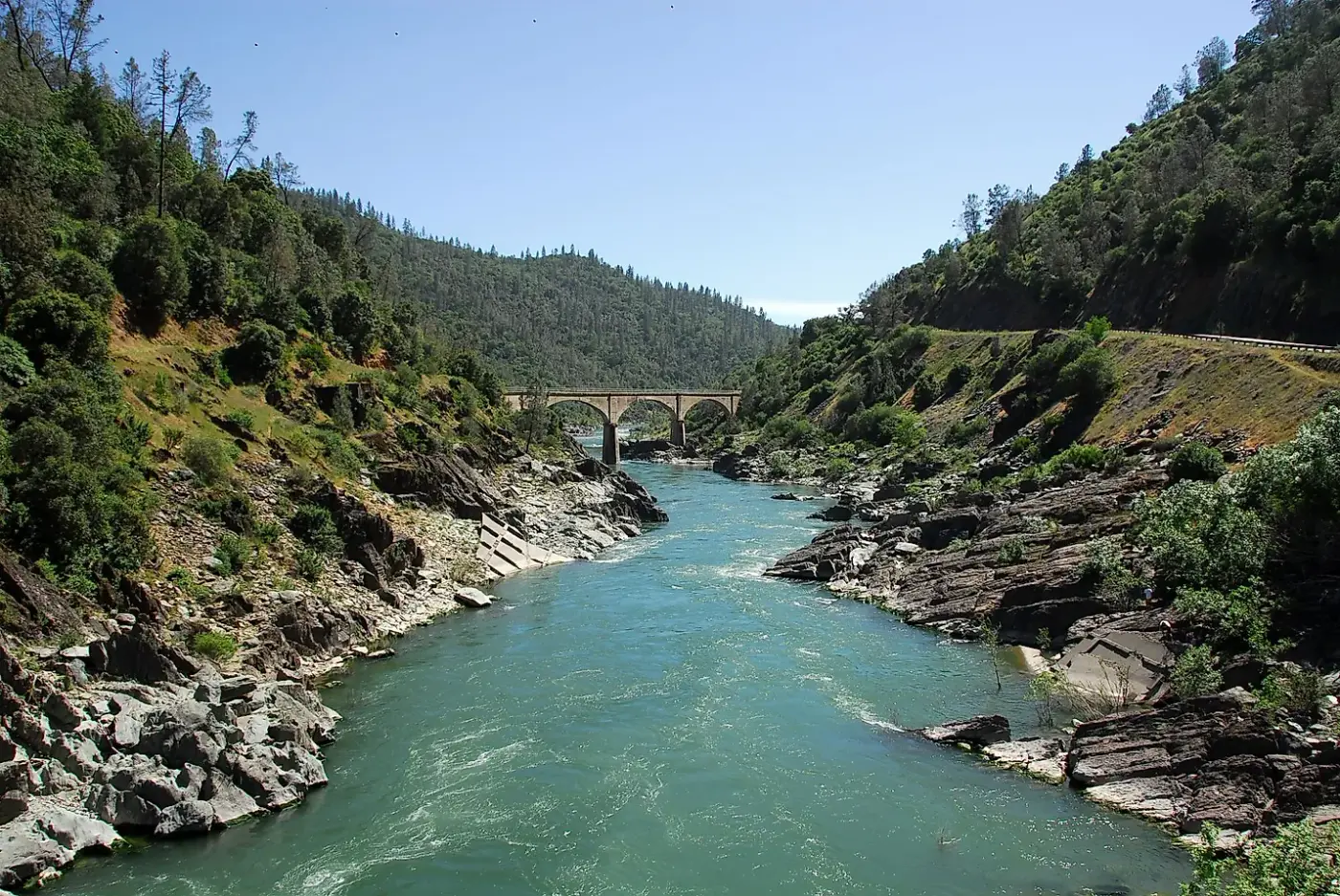 American River canyon and Foresthill Bridge near Auburn, California