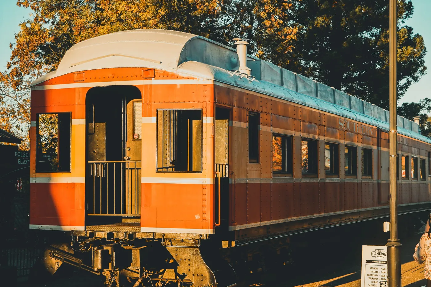 Historic Southern Pacific rail car in Folsom, California